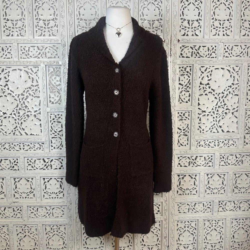Cozy Black Long Button-Up Women's Cardigan Sweater